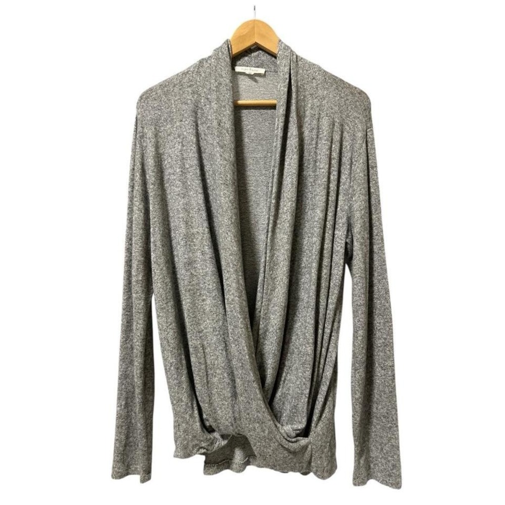 Anthropologie‎ Pure Good Shirt Women Size XL Gray Sweater Surplice Athleisure